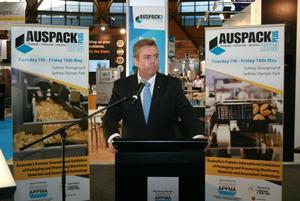 The NSW minister for fair trading, Anthony Roberts, officially opens AUSPACK PLUS 2013.